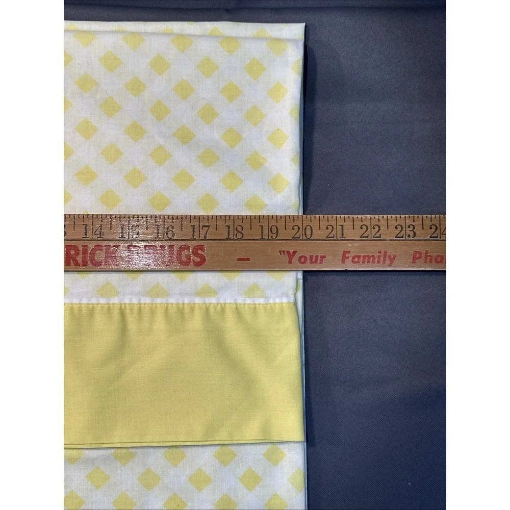 2 Vtg Dan River Dantrel King Size Pillow Cases Yellow Check Plaid No Iron Muslin